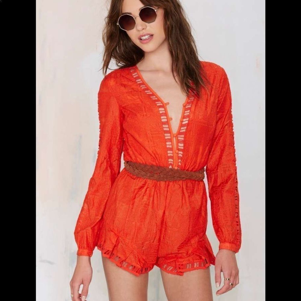 The Jetset Diaries Sundown Embroidered  Romper nwt‎
